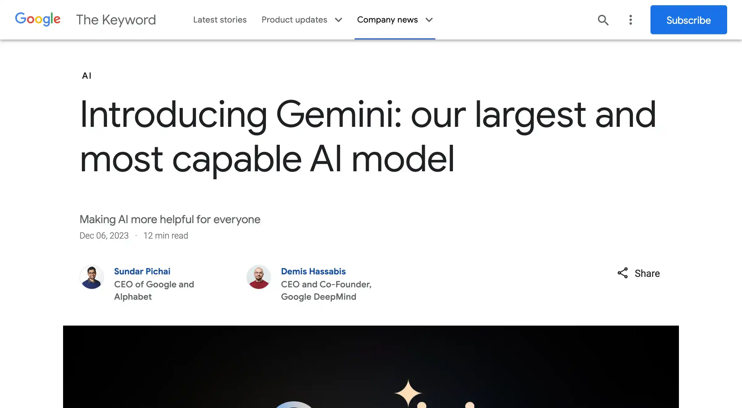 Introducing Gemini: our largest and most capable AI model